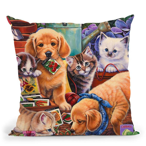 Helpful Garden Paws Throw Pillow By Jenny Newland - All About Vibe