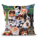 Kittens & Puppies In The Garden Throw Pillow By Jenny Newland - All About Vibe