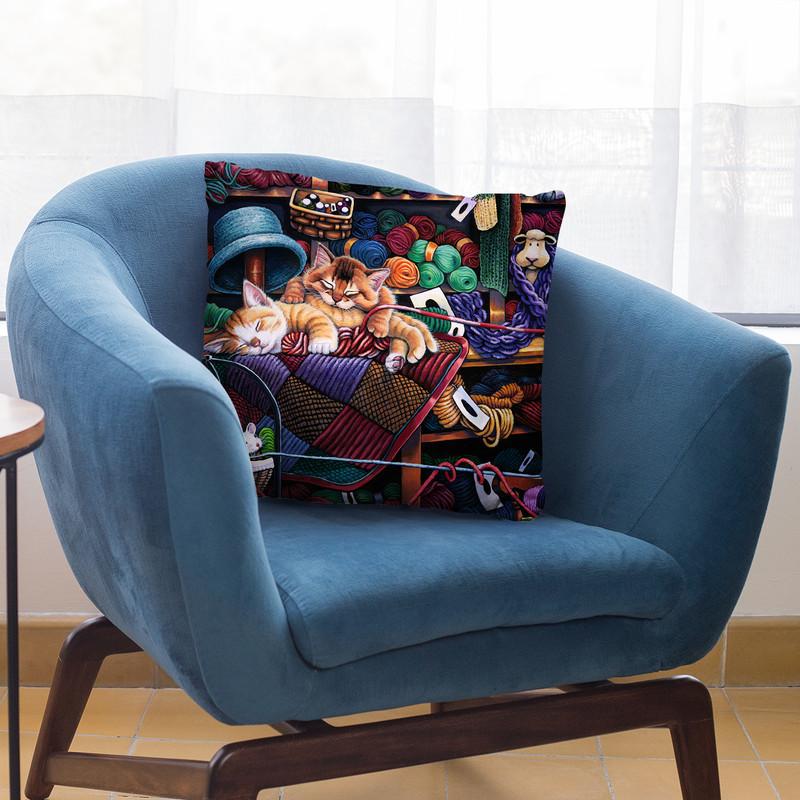 While Kittens Are Away Mice Will Play Throw Pillow By Jenny Newland - All About Vibe