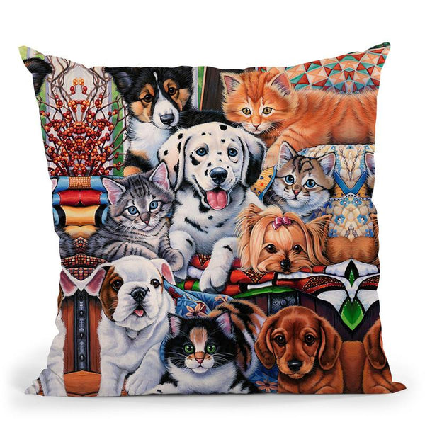 Country Pups And Kittens Ii Throw Pillow By Jenny Newland - All About Vibe