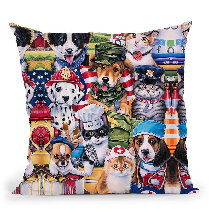 Working Paws Throw Pillow By Jenny Newland - All About Vibe