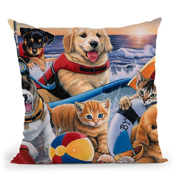 Beach Buddies Throw Pillow By Jenny Newland - All About Vibe