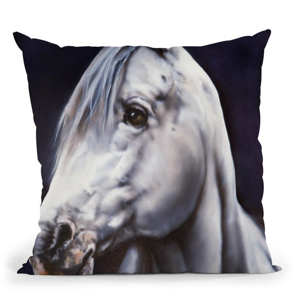 White Arabian Stallion Throw Pillow By Jenny Newland - All About Vibe
