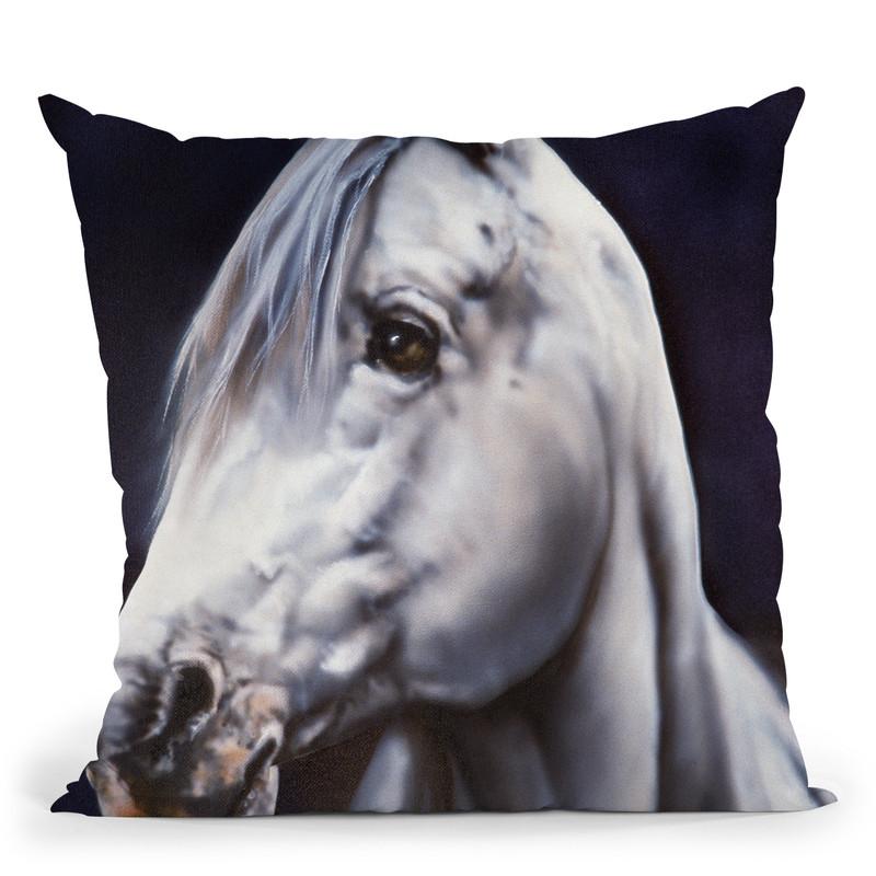 White Arabian Stallion Throw Pillow By Jenny Newland - All About Vibe