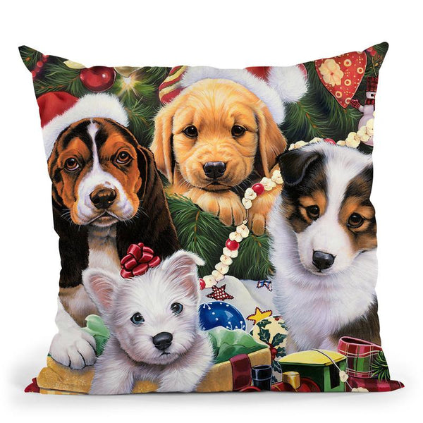 Puppy Surprise Throw Pillow By Jenny Newland - All About Vibe
