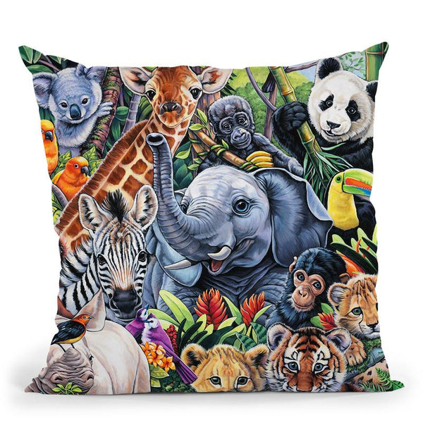 Jungle Babies Throw Pillow By Jenny Newland - All About Vibe