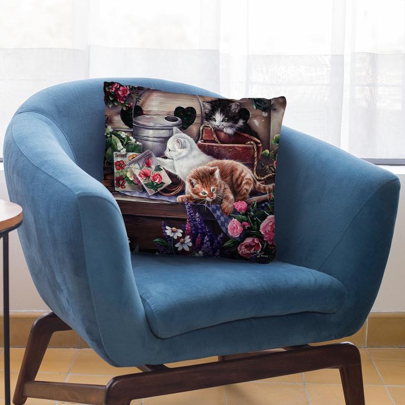 Playful Kittens Throw Pillow By Jenny Newland - All About Vibe
