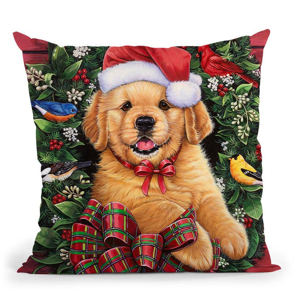 Christmas Puppy Throw Pillow By Jenny Newland - All About Vibe