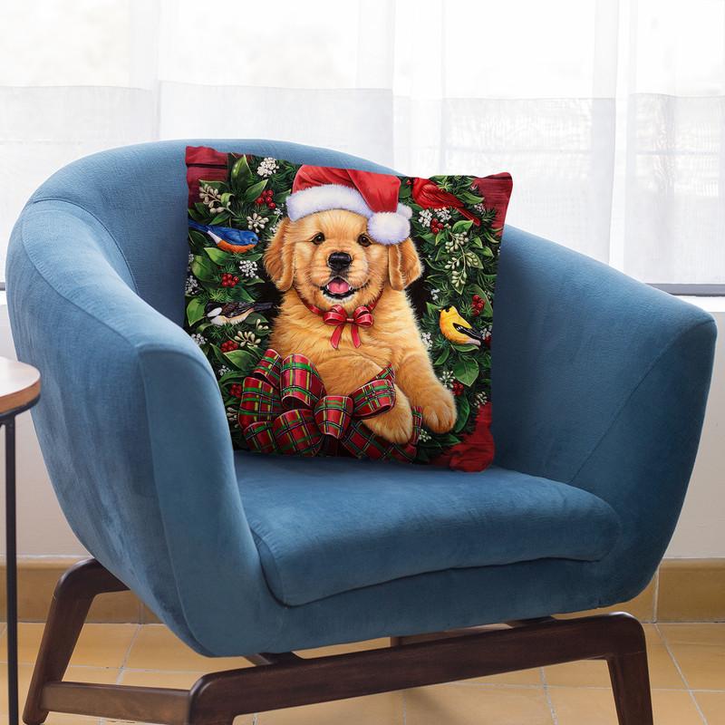 Christmas Puppy Throw Pillow By Jenny Newland - All About Vibe