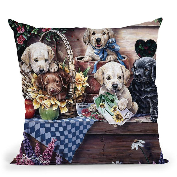 Five Puppies Throw Pillow By Jenny Newland - All About Vibe