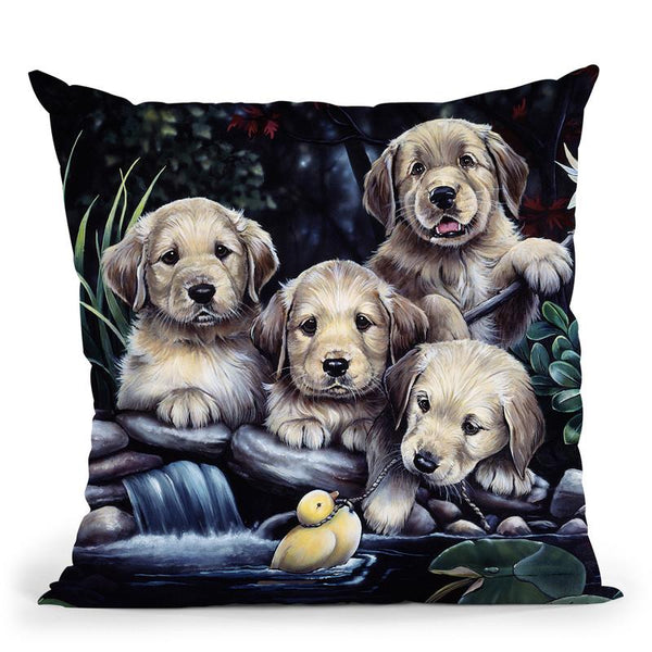 Puppies To The Rescue Throw Pillow By Jenny Newland - All About Vibe