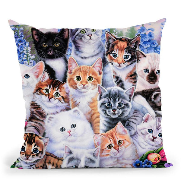 Kitten Collage Throw Pillow By Jenny Newland - All About Vibe