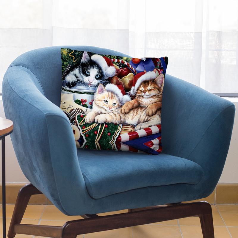 Meowy Christmas 2 Throw Pillow By Jenny Newland - All About Vibe