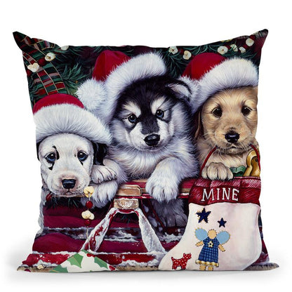 A Tail Wagging Christmas Throw Pillow By Jenny Newland - All About Vibe
