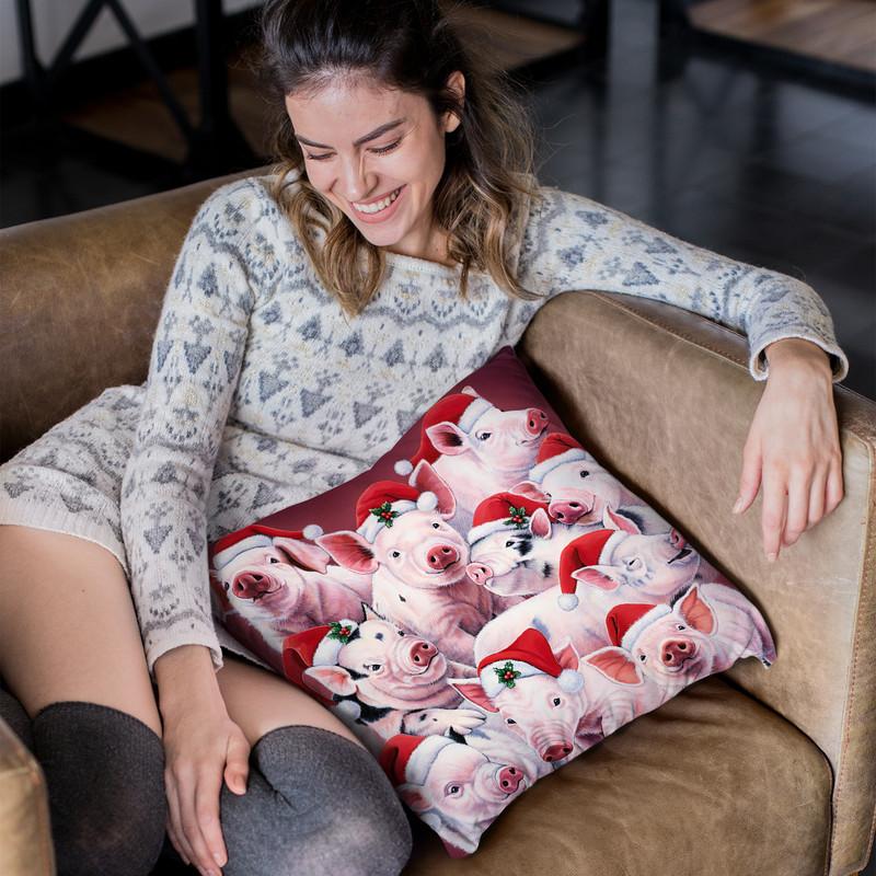Christmas Piggies Throw Pillow By Jenny Newland - All About Vibe