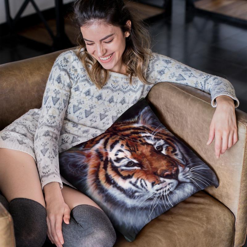 Tiger In The Midst Throw Pillow By Jenny Newland - All About Vibe