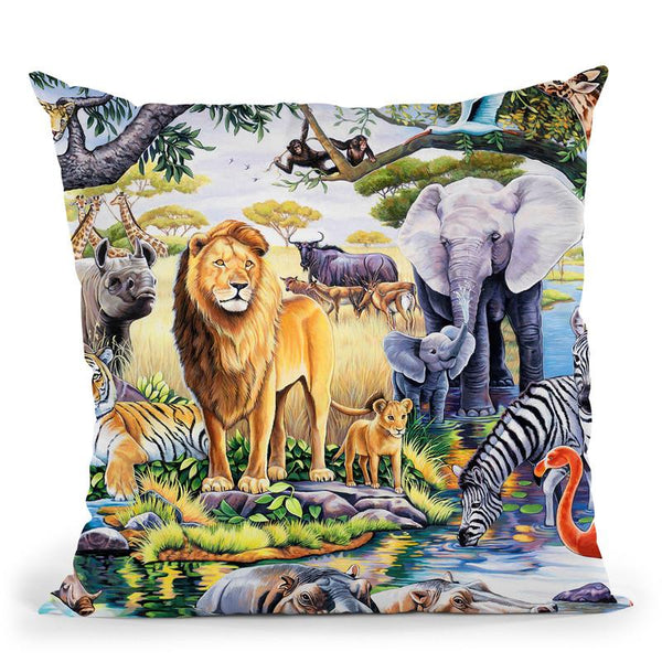 Safari Wildlife Throw Pillow By Jenny Newland - All About Vibe