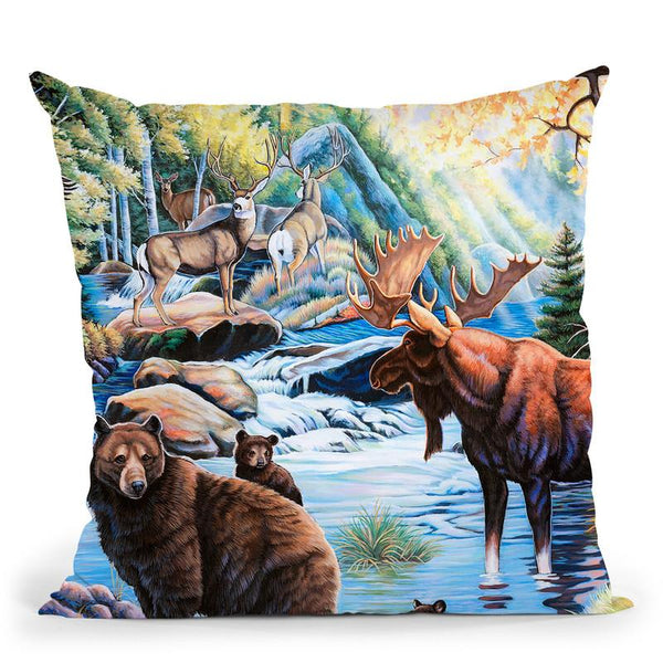 North American Wildlife Throw Pillow By Jenny Newland - All About Vibe