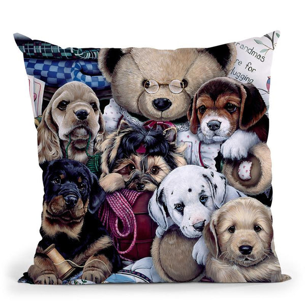 Puppy Party Throw Pillow By Jenny Newland - All About Vibe