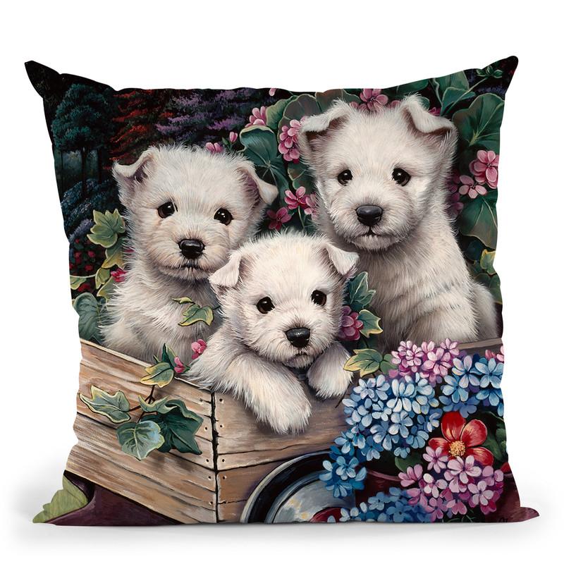 Lovable Westies Throw Pillow By Jenny Newland - All About Vibe