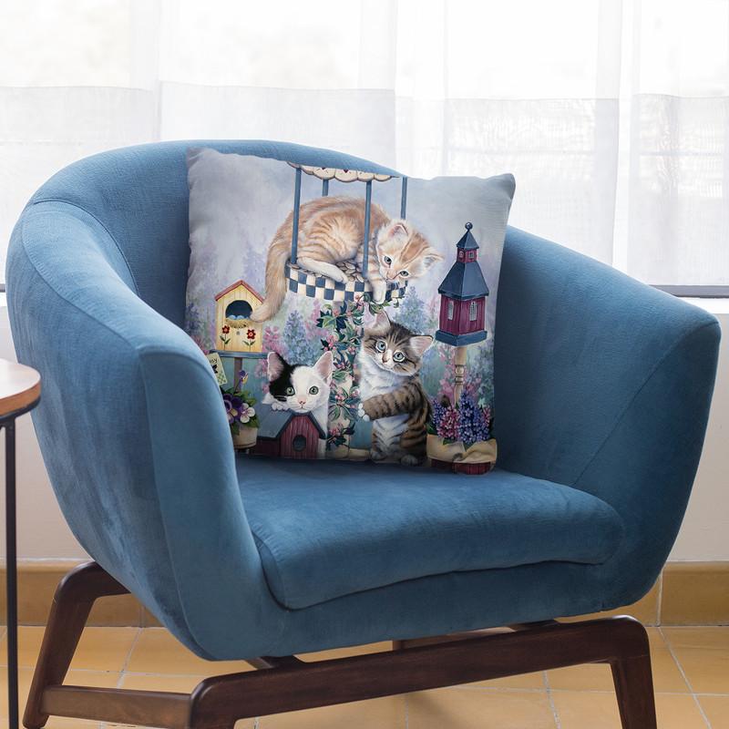 Cat Carousel Throw Pillow By Jenny Newland - All About Vibe