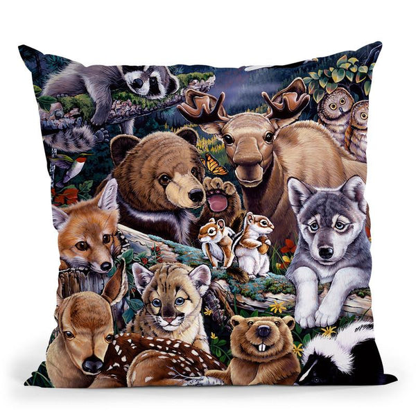 Forest Friends Throw Pillow By Jenny Newland - All About Vibe