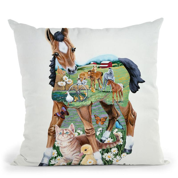 Pony Tails Throw Pillow By Jenny Newland - All About Vibe