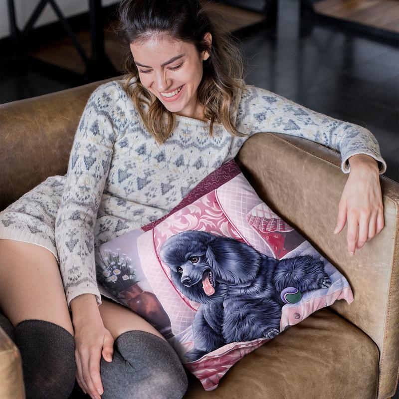 Black Poodle Throw Pillow By Jenny Newland - All About Vibe
