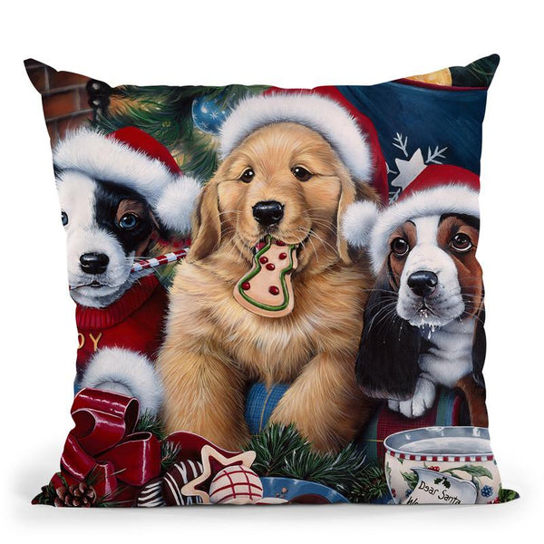 Sawry Santa Paws Throw Pillow By Jenny Newland - All About Vibe