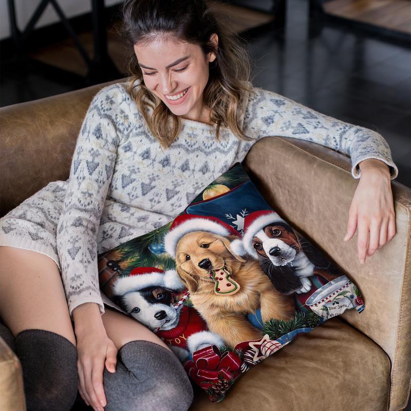Sawry Santa Paws Throw Pillow By Jenny Newland - All About Vibe