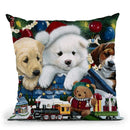 Curious Christmas Pups Throw Pillow By Jenny Newland - All About Vibe