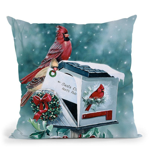 Christmas Cardinals Throw Pillow By Jenny Newland - All About Vibe