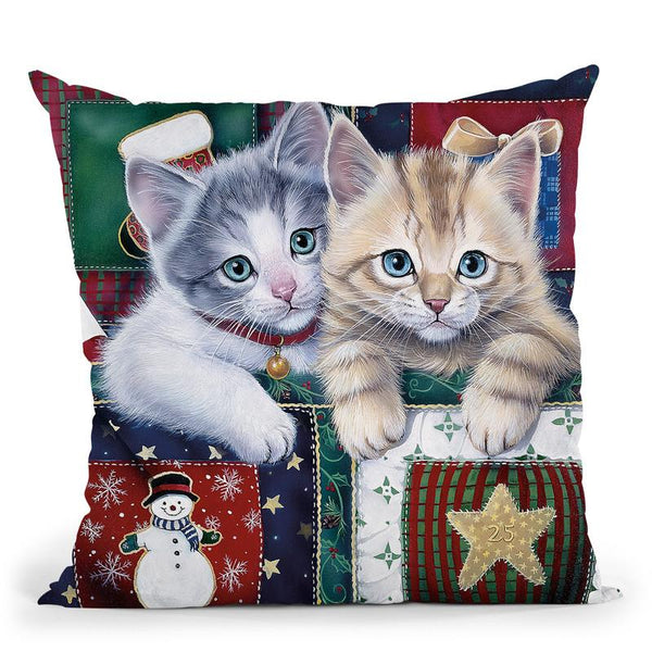 Christmas Calendar Kittens Throw Pillow By Jenny Newland - All About Vibe