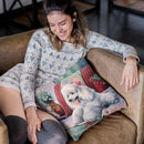White Poodle Throw Pillow By Jenny Newland - All About Vibe