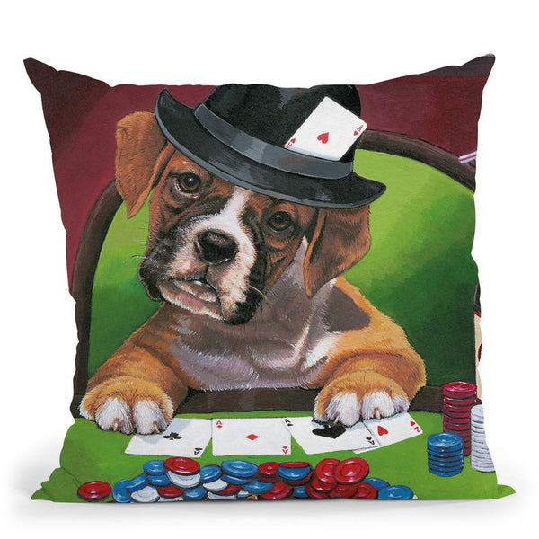 Poker Dogs 2 Throw Pillow By Jenny Newland - All About Vibe