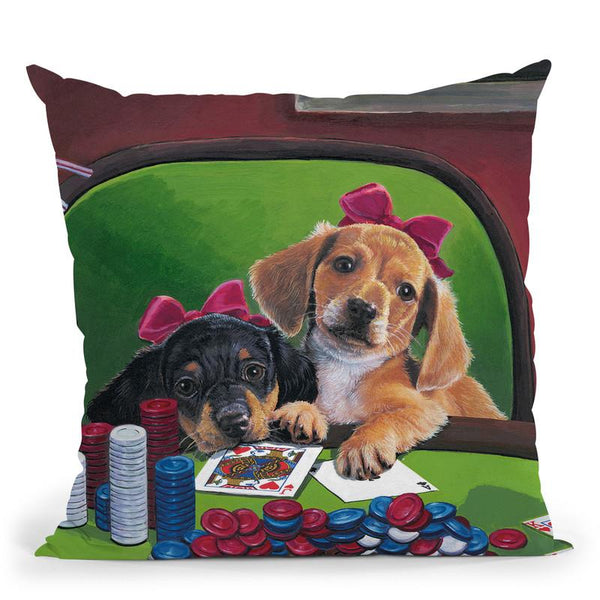 Poker Dogs 3 Throw Pillow By Jenny Newland - All About Vibe