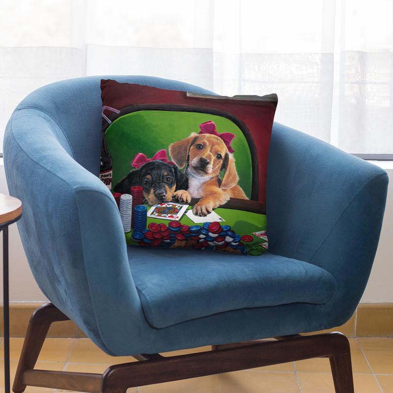 Poker Dogs 3 Throw Pillow By Jenny Newland - All About Vibe