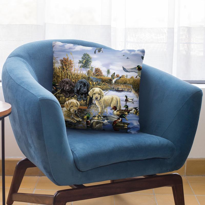 A Playful Tail Waggin' Day Throw Pillow By Jenny Newland - All About Vibe