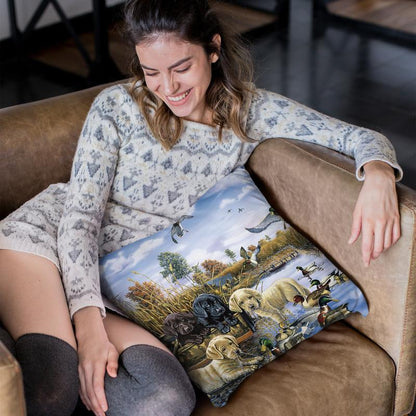 A Playful Tail Waggin' Day Throw Pillow By Jenny Newland - All About Vibe