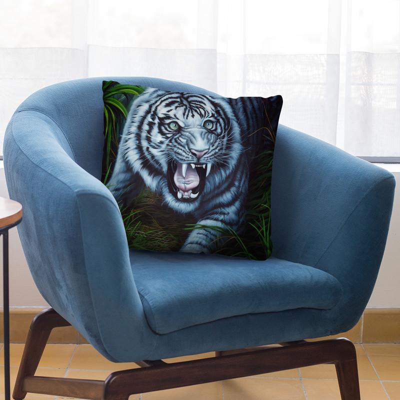 White Tiger Throw Pillow By Jenny Newland - All About Vibe