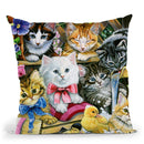 Bathtime Kittens Throw Pillow By Jenny Newland - All About Vibe