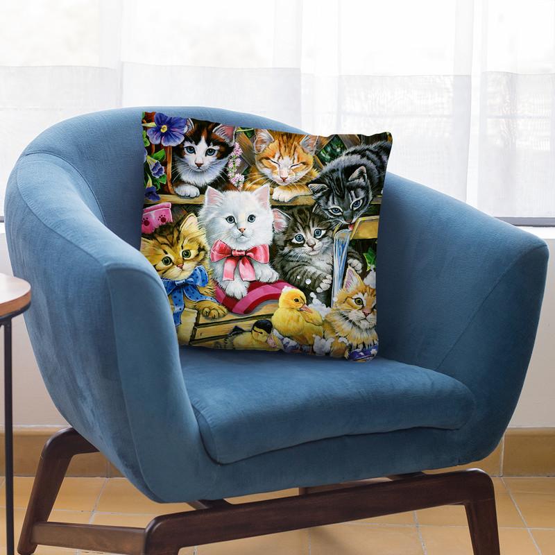 Bathtime Kittens Throw Pillow By Jenny Newland - All About Vibe