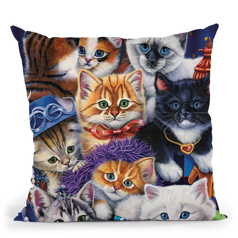 Kittens In Closet Throw Pillow By Jenny Newland - All About Vibe