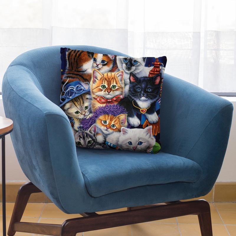 Kittens In Closet Throw Pillow By Jenny Newland - All About Vibe