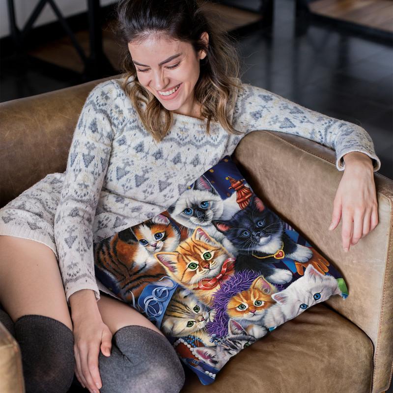 Kittens In Closet Throw Pillow By Jenny Newland - All About Vibe