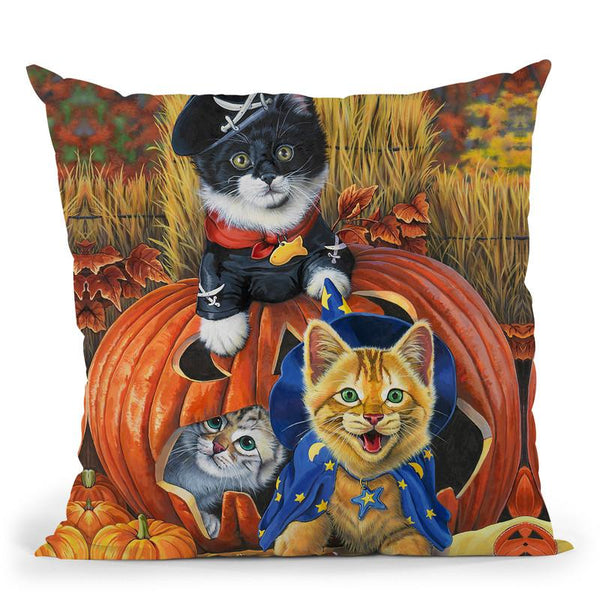 Halloween Kittens Throw Pillow By Jenny Newland - All About Vibe