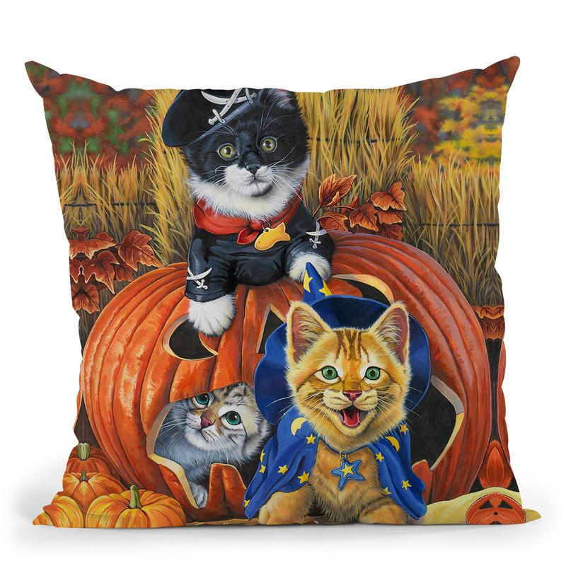 Halloween Kittens Throw Pillow By Jenny Newland - All About Vibe