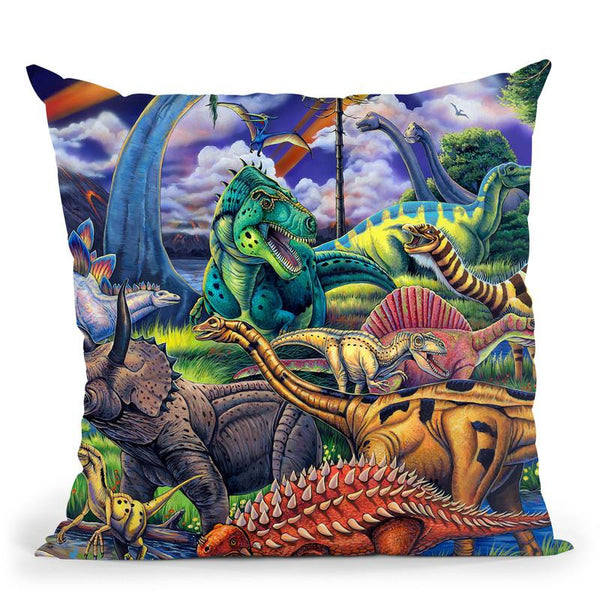 Dinosaur Friends Throw Pillow By Jenny Newland - All About Vibe