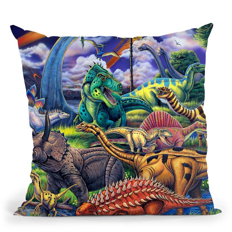Dinosaur Friends Throw Pillow By Jenny Newland - All About Vibe