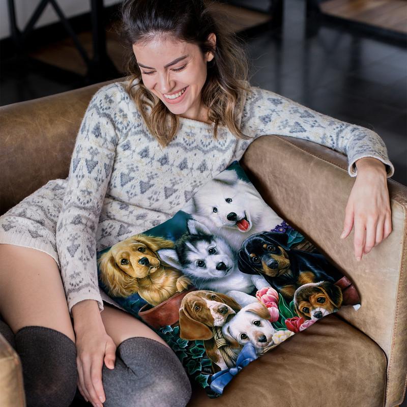 Puppies Throw Pillow By Jenny Newland - All About Vibe